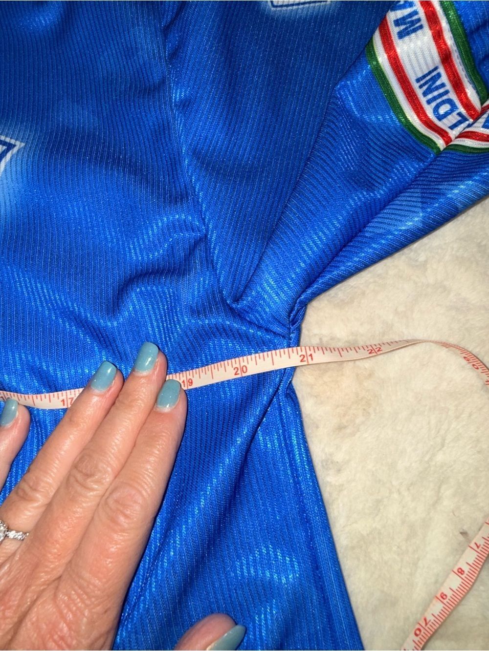 Denise XL Blue Athletic Jersey with Tricolor Neck Trim Maldini
